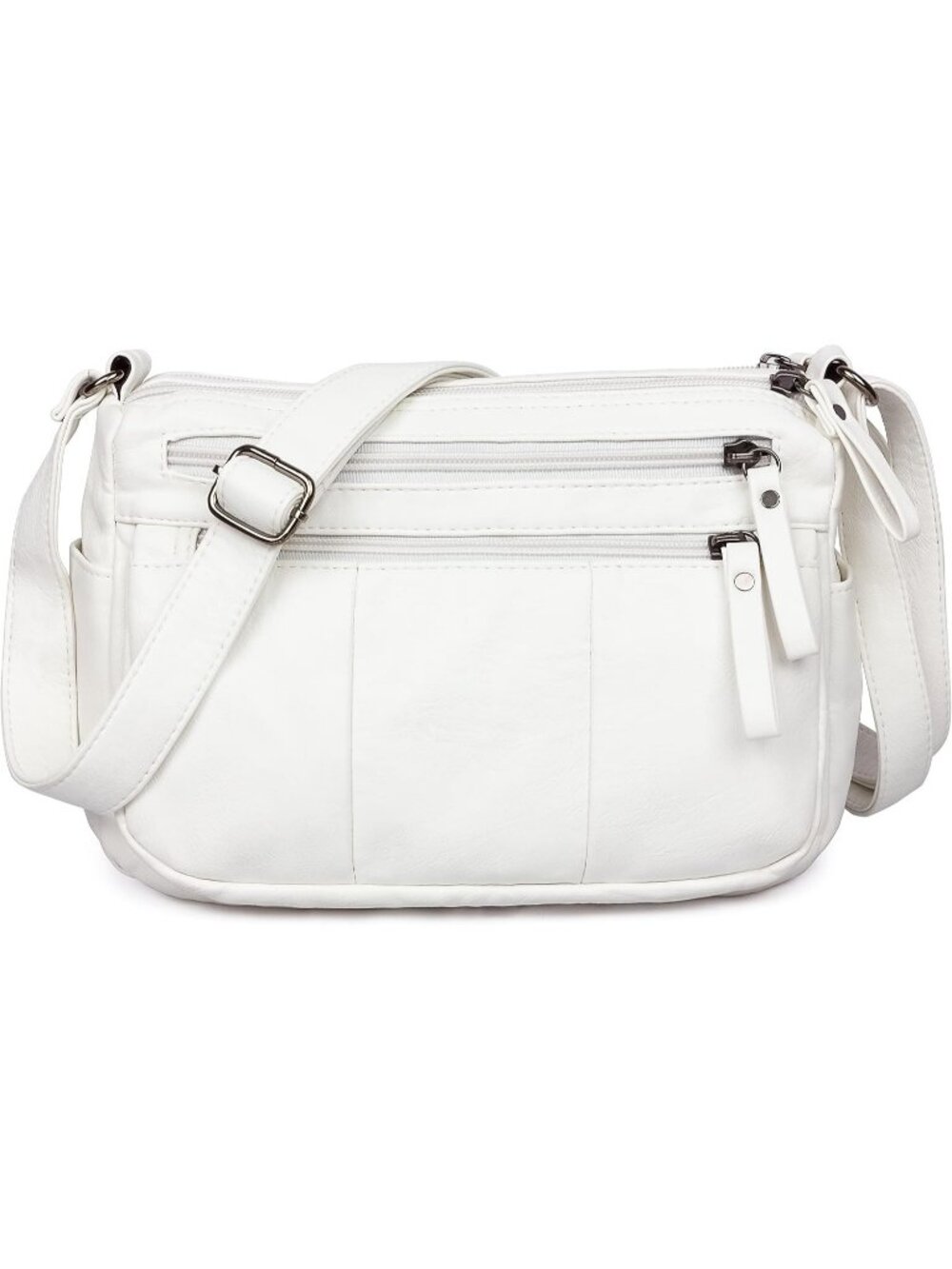 Women's White(10.2") Soft PU Leather Shoulder Bag Crossbody Purse Pocketbooks